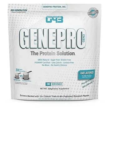 Genepro Unflavored Protein Powder - Lactose-Free, Gluten-Free, & Non-GMO Whey Isolate Supplement Shake (3rd Generation, 60 Servings) 60 Servings (Pack of 1) Original Formula - Genepro