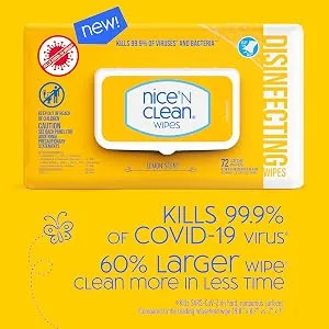 Nice 'N Clean Disinfecting Surface Wipes 304ct | Cleans & Disinfects Home & Kitchen Surfaces | Fresh & Lemon Scent 304 Count (Pack of 1) - Lemon Scent Wipes