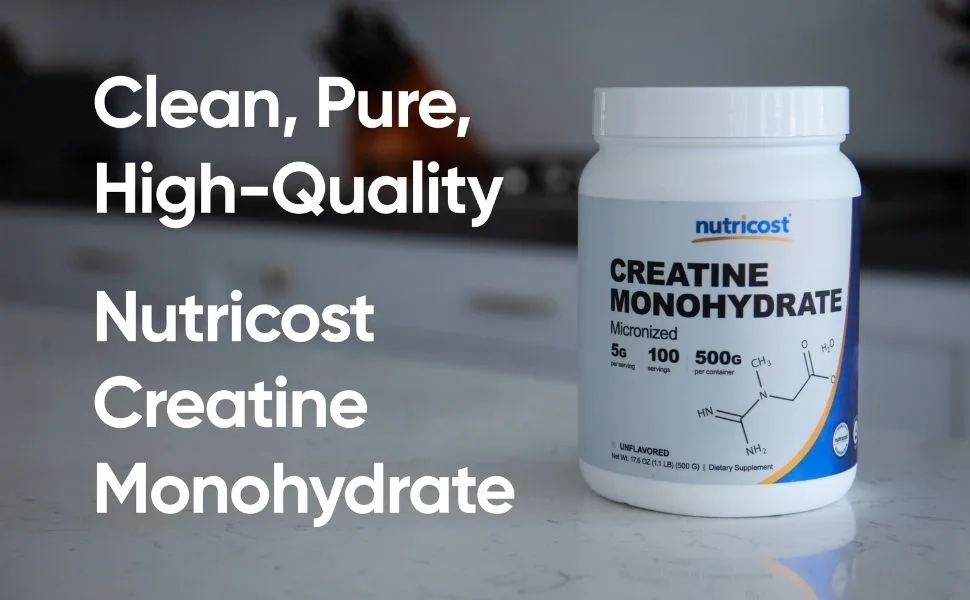 Nutricost Creatine Monohydrate Micronized Powder (1 KG) - Pure Creatine Monohydrate 2.2 Pound (Pack of 1) - Nutricost High Quality Creatine Monohydrate unflavored