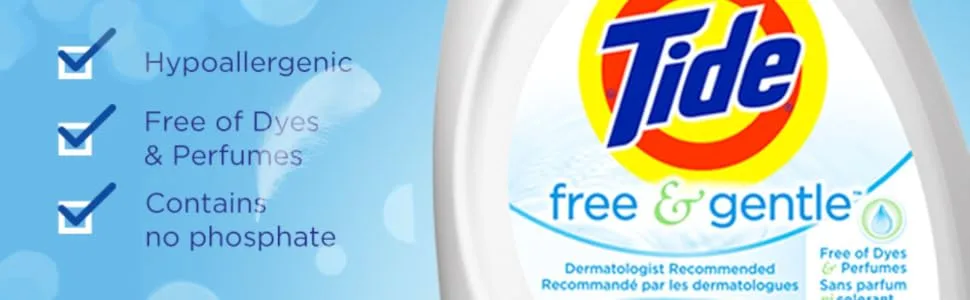 Tide Free & Gentle Laundry Detergent Liquid Soap, 93 Loads (New Concentrated), 45 Fl Oz (Pack of 3) - product information 3