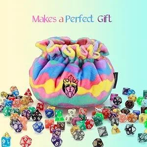 CardKingPro Immense - OCD Edition - Dice Bags with 15 Pockets - Rainbow & Blue - Capacity 200+ Dice - Great for Dice Hoarders Patented Design - Multi Coloured Dice OCD Bag