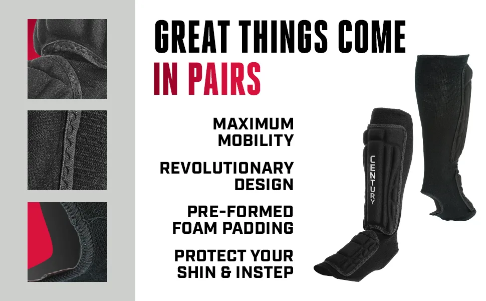 Century Martial Armor Shin Instep Armor Black Medium - Instep Shin Guards