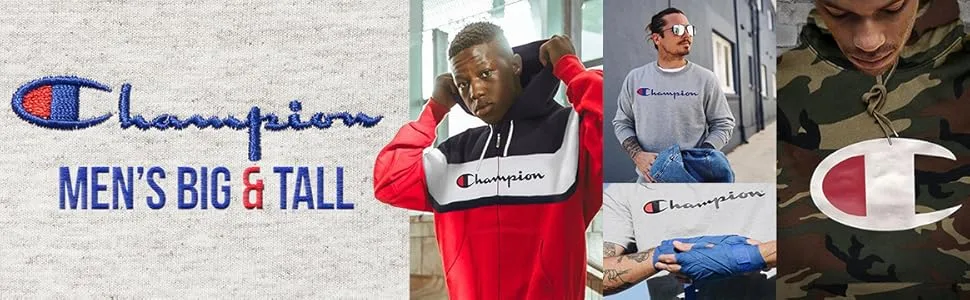Champion Hoodie Men Big & Tall Embroidered Pullover Hoodies Sweatshirt Black Camo 3X Tall - CHAMPION