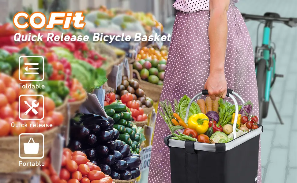 COFIT Detachable Bike Basket, Multi-Purpose Bicycle Handlebar Basket for Pet, Shopping, Commuter, Camping and Outdoor Basic Black - product information 10