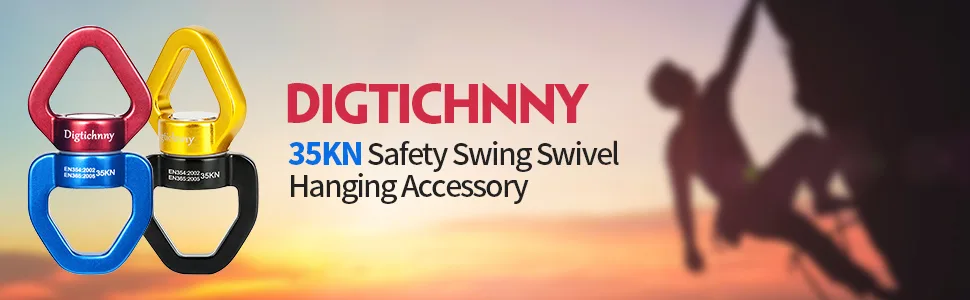 Swing Swivel, 35KN Safety Rotational Device, Digtichnny Swing Spinner for Web Tree Swing, Aerial Dance, Childrens Swing, Hanging Hammock (Full Black) - product information 10