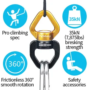 Swing Swivel, 35KN Safety Rotational Device, Digtichnny Swing Spinner for Web Tree Swing, Aerial Dance, Childrens Swing, Hanging Hammock (Full Black) - product information 11