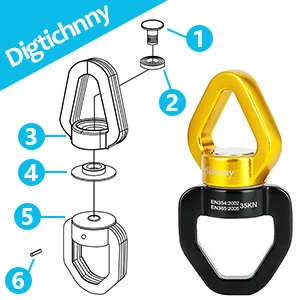 Swing Swivel, 35KN Safety Rotational Device, Digtichnny Swing Spinner for Web Tree Swing, Aerial Dance, Childrens Swing, Hanging Hammock (Full Black) - product information 12
