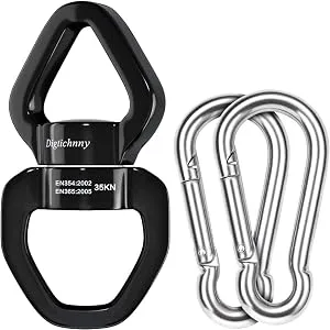 Swing Swivel, 35KN Safety Rotational Device, Digtichnny Swing Spinner for Web Tree Swing, Aerial Dance, Childrens Swing, Hanging Hammock (Full Black) - product information 14