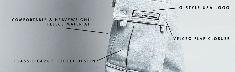 G-Style USA Men's Solid Fleece Heavyweight Cargo Pants Medium Gray - gstyleusa solid fleece heavyweight cargo sweatpants