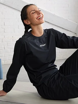 HOTSUIT Sauna Suit Women Durable Gym Workout Sauna Jacket Pants Sweat Suits Black Jacket & Pants Large - product information 12