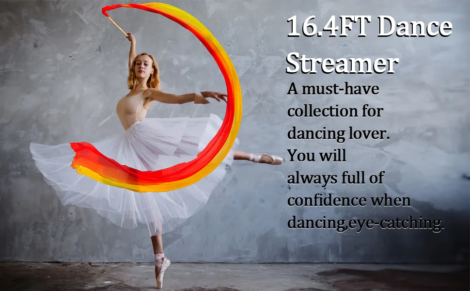 KIKIGOAL 16.4FT Dance Streamer Gymnastics Dance Ribbons Belly Dance Real Silk Ribbon Throw Streamer with Rod for Talent Shows, Artistic Dancing, Baton Twirling, Church Praise etc GRADUAL BLUE - product information 1