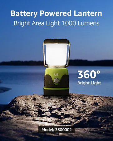 LE Rechargeable LED Camping Lantern, 1000LM, 5 Light Modes, Power Bank, IPX4 Waterproof, Perfect Lantern Flashlight for Hurricane Emergency, Hiking, Home and More, USB Cable Included - 3300002