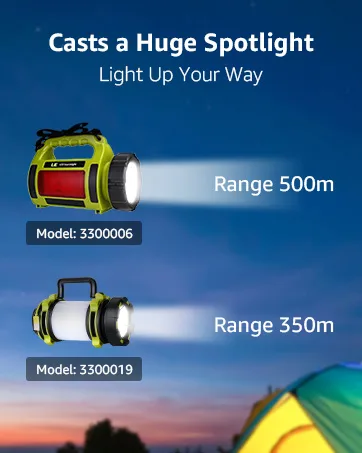 LE Rechargeable LED Camping Lantern, 1000LM, 5 Light Modes, Power Bank, IPX4 Waterproof, Perfect Lantern Flashlight for Hurricane Emergency, Hiking, Home and More, USB Cable Included - 3300006&3300019