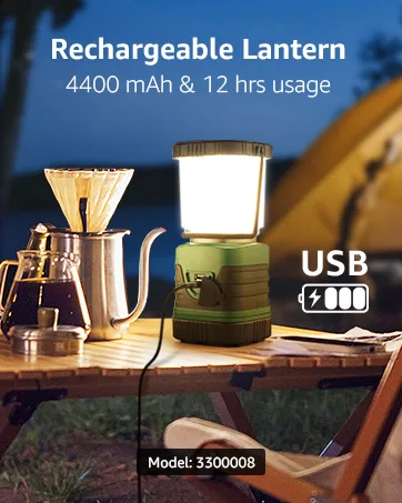 LE Rechargeable LED Camping Lantern, 1000LM, 5 Light Modes, Power Bank, IPX4 Waterproof, Perfect Lantern Flashlight for Hurricane Emergency, Hiking, Home and More, USB Cable Included - 3300008