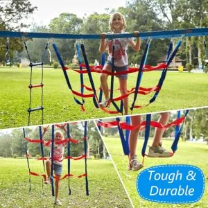 Lily's Things Cargo Net Attachment | Double Slackline Accessories Ninja Slackline Accessories with Our Double Slackline Course Sets or Climbing Wall Single Line Slacklines Playground Equipment Outdoor - bridge