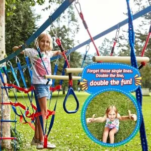 Lily's Things Cargo Net Attachment | Double Slackline Accessories Ninja Slackline Accessories with Our Double Slackline Course Sets or Climbing Wall Single Line Slacklines Playground Equipment Outdoor - Lily
