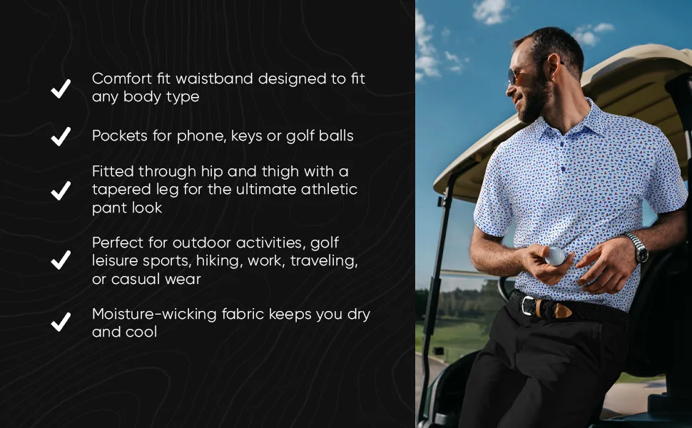 LRD Mens Stretch Golf Pants  Lightweight Performance Slim Fit Golf Pant for Men 32W x 32L Black - golf men