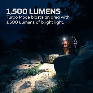 NEBO Transcend 1500 USB Rechargeable Headlamp for Camping, Hiking, Caving, Fishing, Waterproof Impact-resistant Bright Head Light with 5 Light Modes, Adjustable Headstrap - nebo, transcend, 1500 headlamp, headlight, flashlight, outdoors, light, night vision
