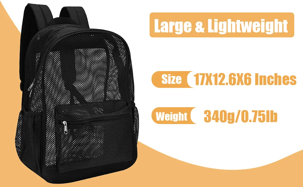 Heavy Mesh Backpack Beach Backpack,Perspective College Backpack with Padded Shoulder Strap, Suitable for Swimming Diving Outdoor Sports,Carry Portable Oxygen Tank - mesh bookbag