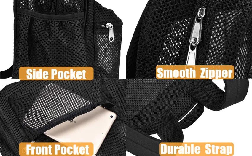 Heavy Mesh Backpack Beach Backpack,Perspective College Backpack with Padded Shoulder Strap, Suitable for Swimming Diving Outdoor Sports,Carry Portable Oxygen Tank - mesh bookbag for teen