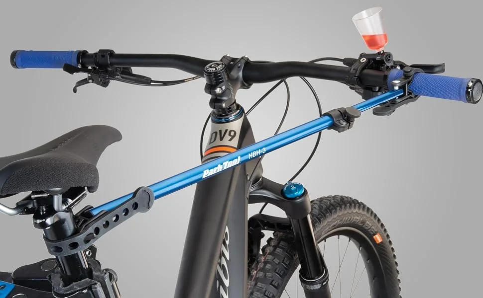 Park Tool HBH-3 - Extendable Handlebar Holder,Blue - HBH-3 in use