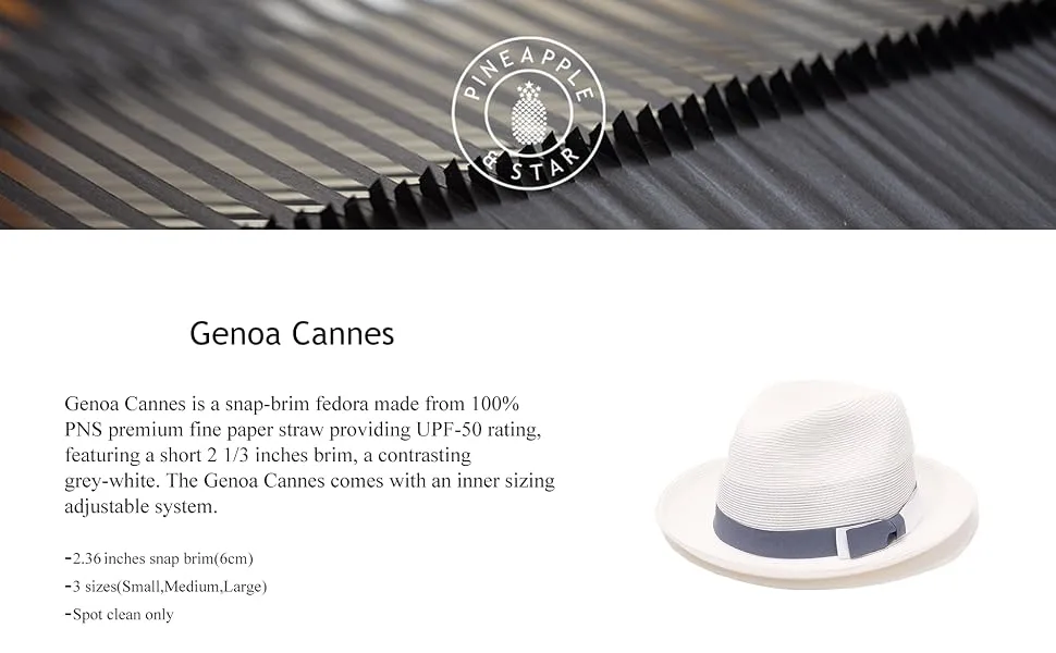 Pineapple&Star Genoa Fedora Bucket Sun Straw Beach Hat Fine Braid UPF50+ Unisex Greywhite _Bowwd Medium - Pineapple&Star genoa Sun Protection Straw Fedora hats Packable adjustable fit for women men outfit