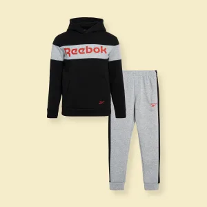 Reebok Boys' Active Jogger Set - 3 Piece Long Sleeve Shirt and Sweatpants - Performance Fleece Tracksuit for Boys (8-12) White 10 - stylish activewear