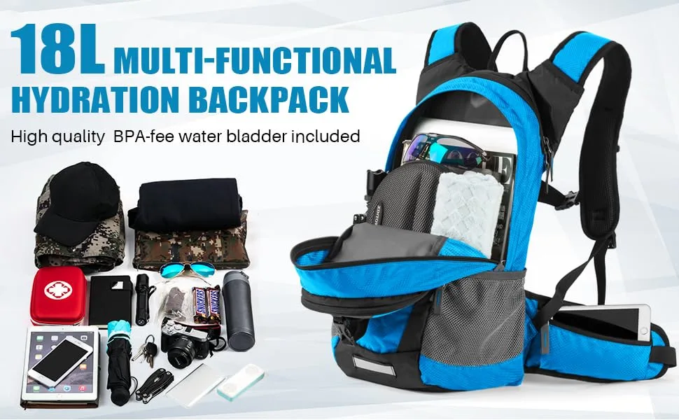 RUPUMPACK 18L Hydration Backpack - 2.5L BPA Free Bladder Daypack - Water Pack for Hiking Running Cycling Camping Dark Grey - 18L-3