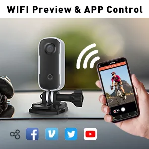 SJCAM C100+ Small Action Camera 4K30FPS WiFi Camera, APP Control, HD 15MP Image, Mini Portable Action Camera, Underwater 98ft Waterproof Camera with Helmet Mount Accessory Kits, 1 oz, 2.4*1*0.6(inch) - SJCAM