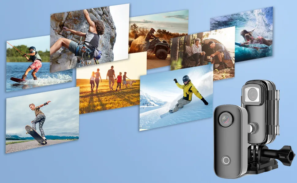 SJCAM C100+ Small Action Camera 4K30FPS WiFi Camera, APP Control, HD 15MP Image, Mini Portable Action Camera, Underwater 98ft Waterproof Camera with Helmet Mount Accessory Kits, 1 oz, 2.4*1*0.6(inch) - Small Action Camera Mini 4k30fps underwaterproof