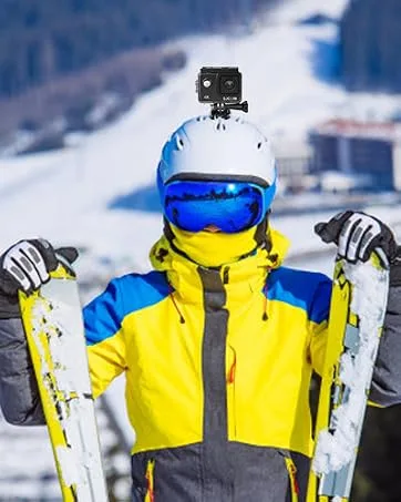 SJCAM C100+ Small Action Camera 4K30FPS WiFi Camera, APP Control, HD 15MP Image, Mini Portable Action Camera, Underwater 98ft Waterproof Camera with Helmet Mount Accessory Kits, 1 oz, 2.4*1*0.6(inch) - snow scene ski camera