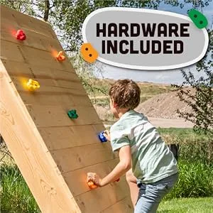 Squirrel Products 20 Large Kids Rock Climbing Holds - with Mounting Hardware for up to 1" Installation - Hardware Included