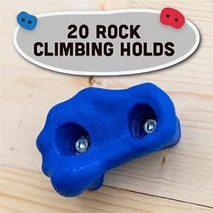Squirrel Products 20 Large Kids Rock Climbing Holds - with Mounting Hardware for up to 1" Installation - Rock Climbing Holds