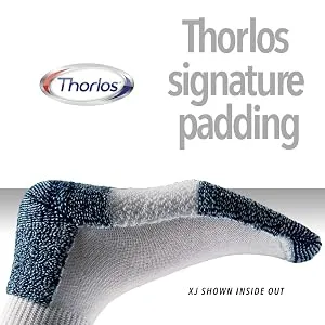 Thorlos J Max Cushion Running Rolltop Socks White/Navy (3 Pairs) Large - Padding