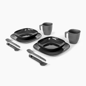 UCO 2-Person Camping Mess Kit with Bowl, Plate, Collapsible Cup, Switch Camping Spork and Mesh Bag - Easy-To-Clean Gloss Finish