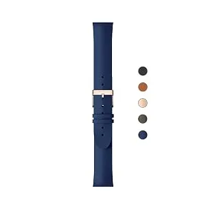 Withings Limited Edition Wristband | Lemon, 18 mm Leather 18mm Black - Silver Buckle - With Stitching - blue