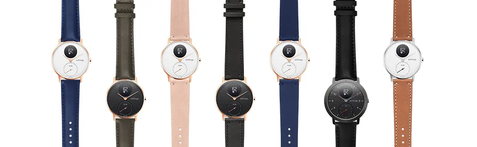 Withings Limited Edition Wristband | Lemon, 18 mm Leather 18mm Black - Silver Buckle - With Stitching - Main