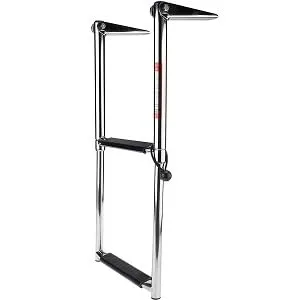 YaeMarine 2 Step Telescoping Boat Ladder Stainless Swim Marine Ladder Telescoping Drop Ladder(7321S) - BK-0027-1