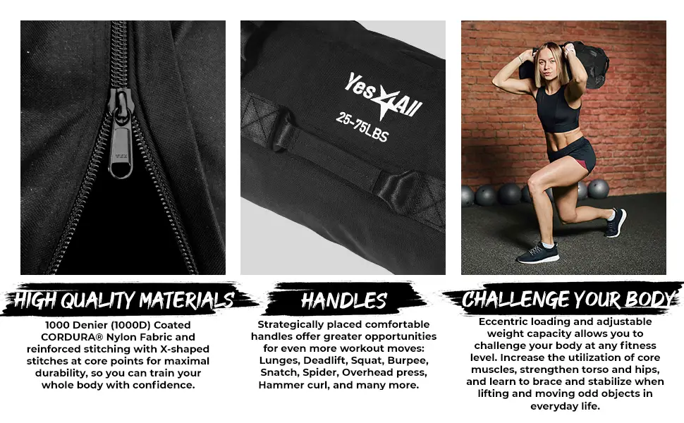 Yes4All Adjustable Sandbag for Fitness with handle - Great for Workout, Conditioning and Strength Training - Multiple Colors & Sizes Red - S - sandbag