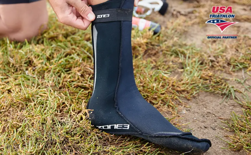 ZONE3 Neoprene Heat-Tech Warmth Swim Socks Black/Red X-Large - Zone3 USAT Neoprene Socks