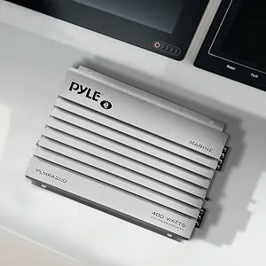 Pyle Hydra Marine Amplifier Upgraded Elite Series 400 Watt 2 Channel Bridgeable Audio Amplifier-Waterproof, Dual MOSFET Power Supply, GAIN Level Controls, RCA Stereo Input & LED Indicator (PLMRA200) - Pyle Hydra Marine Amplifier Upgraded Elite Series 400 Watt 2 Channel