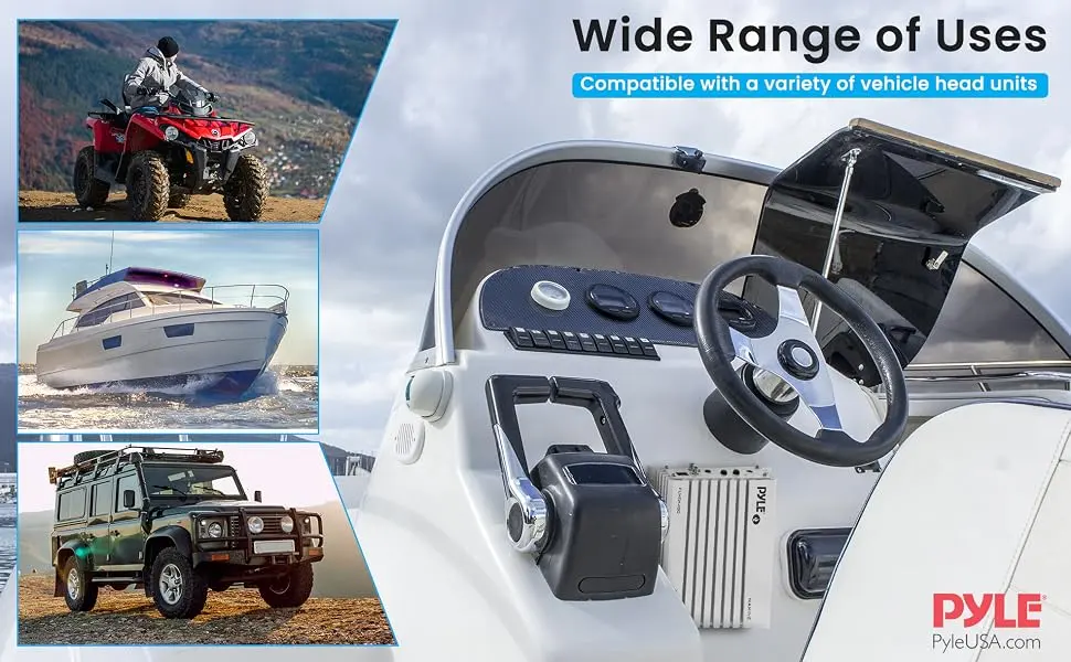 Pyle Hydra Marine Amplifier Upgraded Elite Series 400 Watt 2 Channel Bridgeable Audio Amplifier-Waterproof, Dual MOSFET Power Supply, GAIN Level Controls, RCA Stereo Input & LED Indicator (PLMRA200) - Pyle Hydra Marine Amplifier Upgraded Elite Series 400 Watt 2 Channel