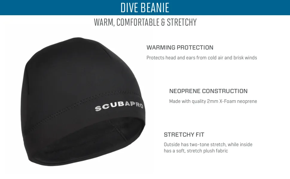 Scubapro Beanie Black Large-X-Large - SCUBAPRO Dive Beanie