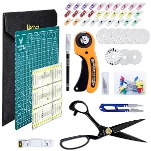medoga 104Pcs Rotary Cutters, Rotary Cutter Set with Cutting Mat, Patchwork Ruler, Carving Knife, Rotary Cutter Kit for Sewing and Quilting - Rotary Cutters