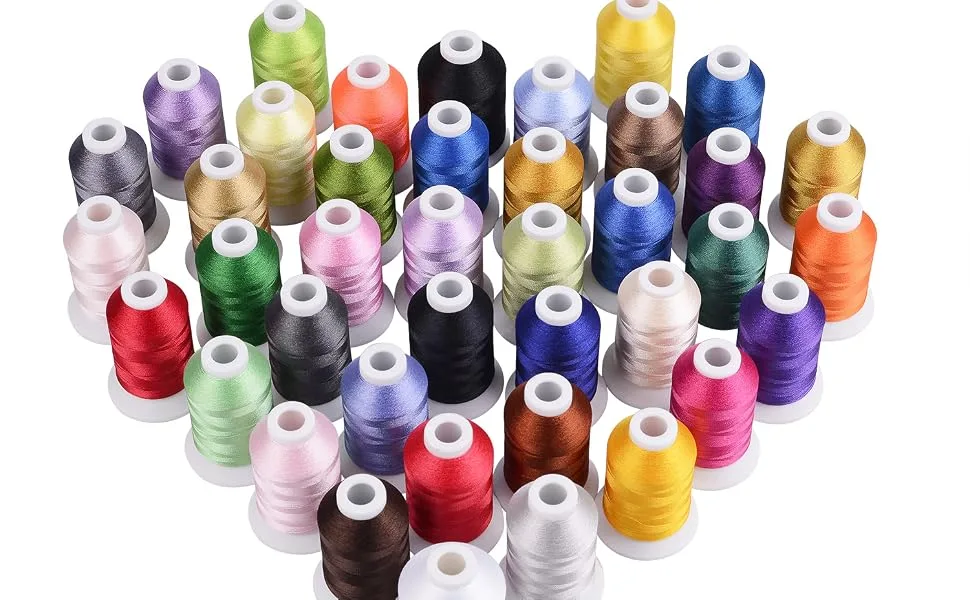 Simthread 60WT Sewing Embroidery Machine Thread Kit - 40 Colors 1100 Yards Spool for Brother Janome etc Sewing Embroidery Machines - embroidery sewing bobbins thread machine fine thin polyester filament 60wt light weight monogram