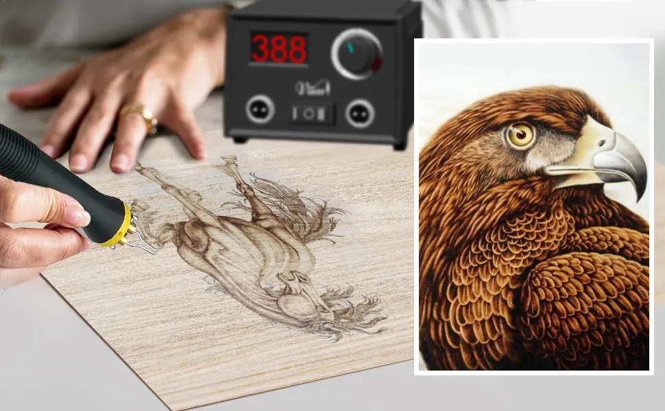Viiart Professional Pyrography Tool Kit 60W Upgraded Wood Burning Kits with 20pcs Pyrography Wire Tips Digital Adjustable Pyrography Machine for Wood and Gourd(Single Pen) - Wood Burning Kit