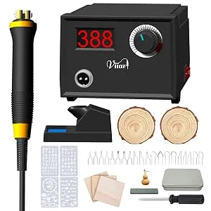 Viiart Professional Pyrography Tool Kit 60W Upgraded Wood Burning Kits with 20pcs Pyrography Wire Tips Digital Adjustable Pyrography Machine for Wood and Gourd(Single Pen) - Wood burning kit