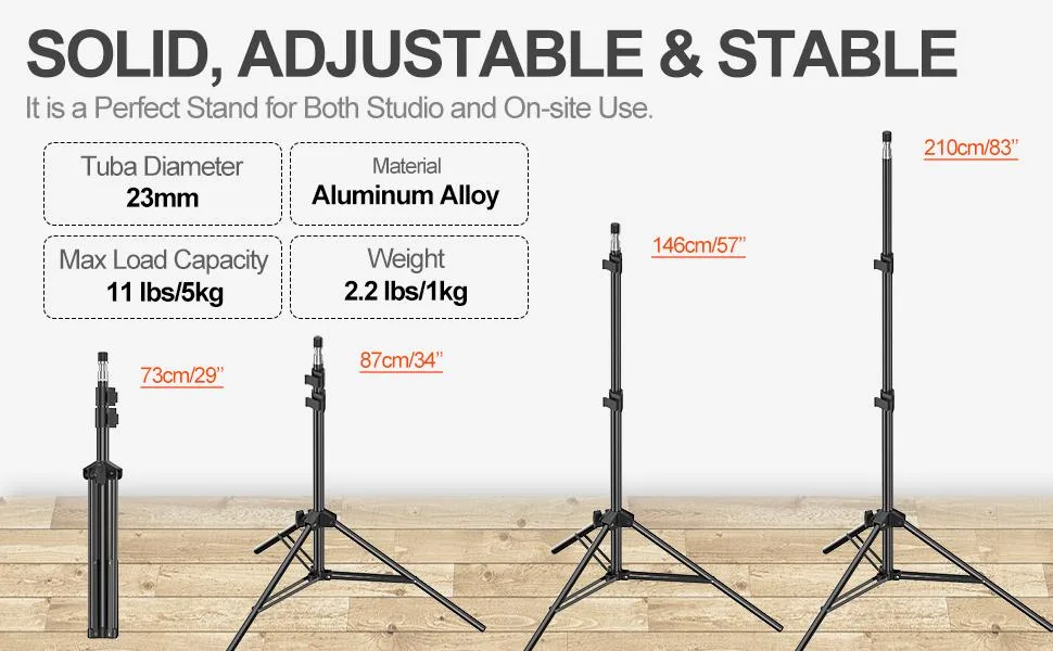EMART 7 Ft Light Stand for Photography, Portable Photo Video Tripod Stand, Lighting Stand with Carry Case for Speedlight, Flash, Softbox, Umbrella, Strobe Light, Camera, Photographic Portrait - 2 Pack 7ft 2 Pack - light stand size