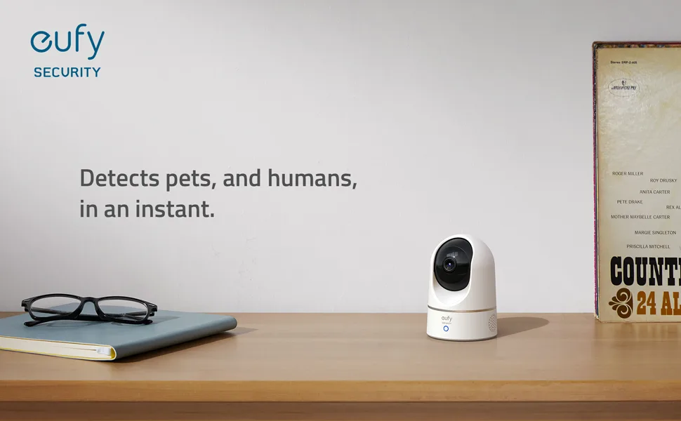 eufy security S220 Indoor Cam, 2K, Pan & Tilt, Indoor Security Camera, Wi-Fi Plug-in Camera, Human & Pet AI, Voice Assistant Compatibility, Night Vision, Motion Tracking, HomeBase not Compatible - T8410-1
