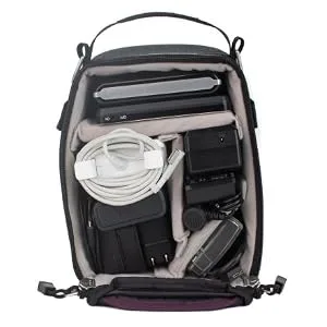 f-stop - Micro Tiny Camera Bag Insert - Padded Pack Insert for Storage and Protection of Mirrorless, DSLR, Photo Gear - Open Micro Tiny with cables and accessories
